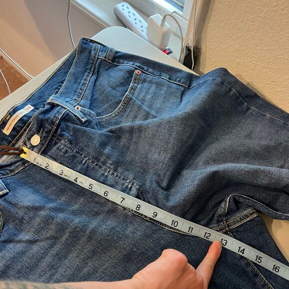 Levi's Blue Cotton Button Fly Cropped Ribcage Straight Ankle Jeans Size 16W - Picture 11 of 15